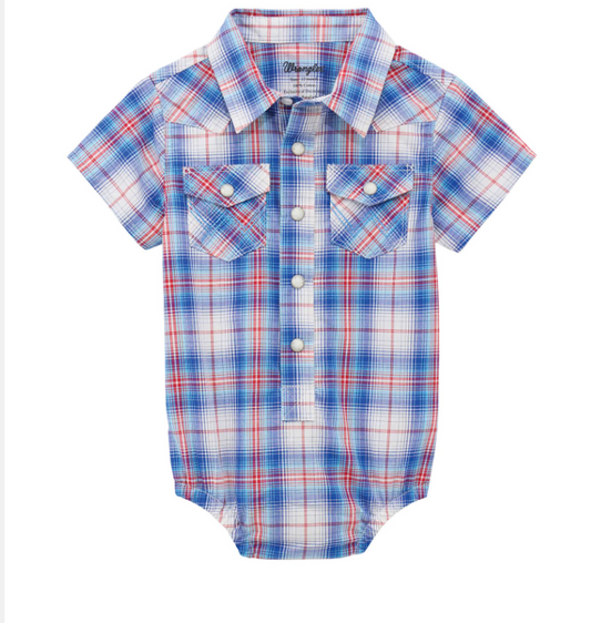 Wrangler Retro® Baby Boy Short Bodysuit-Sleeve- Red & Blue
