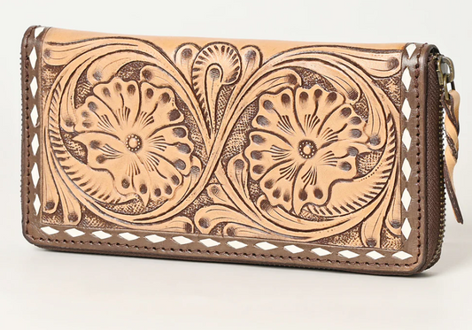 American Darling Genuine Leather Western Wallet with zipper