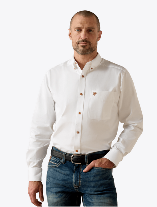 Ariat® Men's Solid Twill Fitted Shirt-White