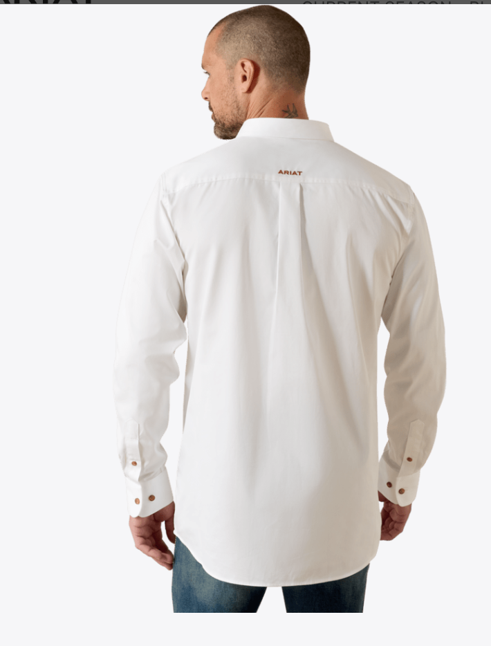 Ariat® Men's Solid Twill Fitted Shirt-White
