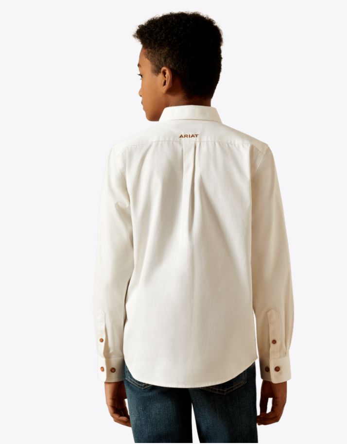 Ariat® Boy’s Solid Twill Classic Fit Shirt-White