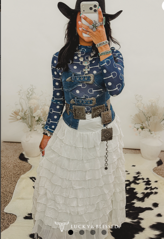 Ivory Ruffle Multi Tier Maxi Skirt