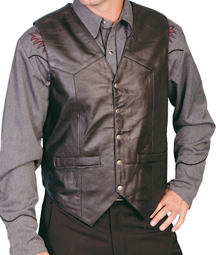 Men's Lined Leather Vest by Scully®- Black