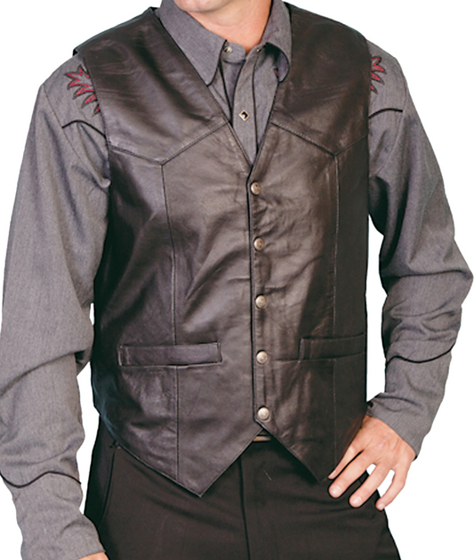 Men's Lined Leather Vest by Scully®- Black