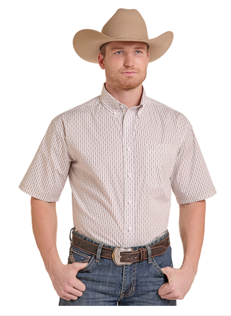 Men's Short Sleeve Stretch Button-Down Shirt, Color 29