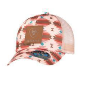 Ariat® Girls Ponyflo Cap Aztec Print Logo Pink