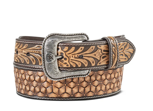 Ariat® Mens Belt 1 3/4"-1 1/2" Diamond Honeycomb Brown 