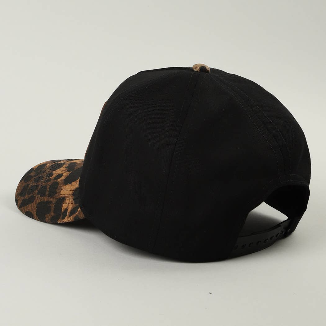 Cowboys Club Embroidered Patch Leopard Brim Trucker Hat