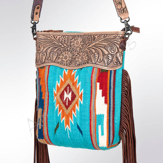 Jolene Tooled Leather & Saddle Blanket Crossbody Bag