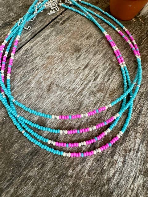 Beaded Choker/Seed Bead Choker/Small Choker/Neon Choker
