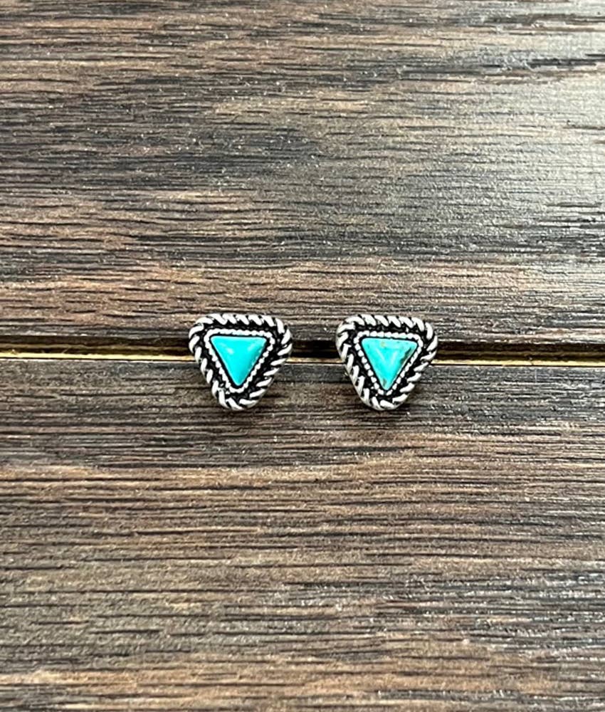 5mm Triangle Turquoise Stud Earrings