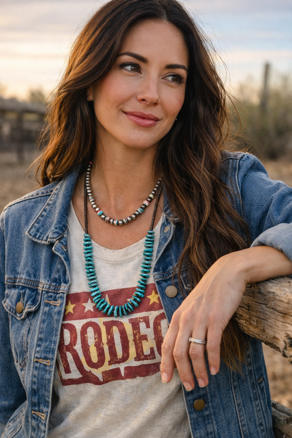 Genuine Turquoise & Brown Heishi Necklace-24”