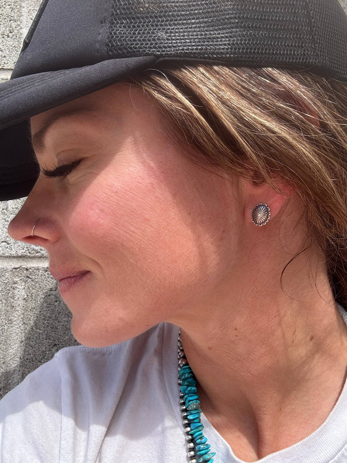 Mini Concho Stud Earrings