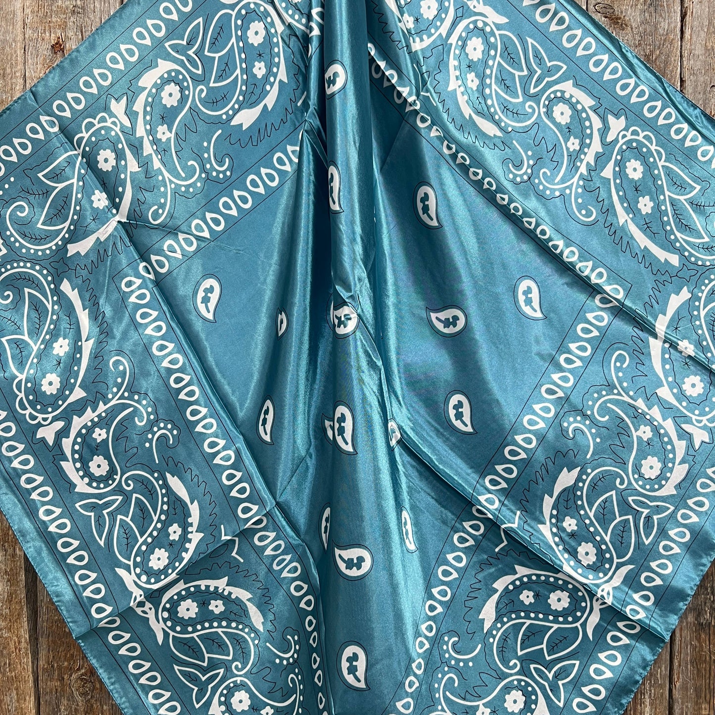 35X35"  Blue & White Paisley Wild Rag/Scarf WR3414