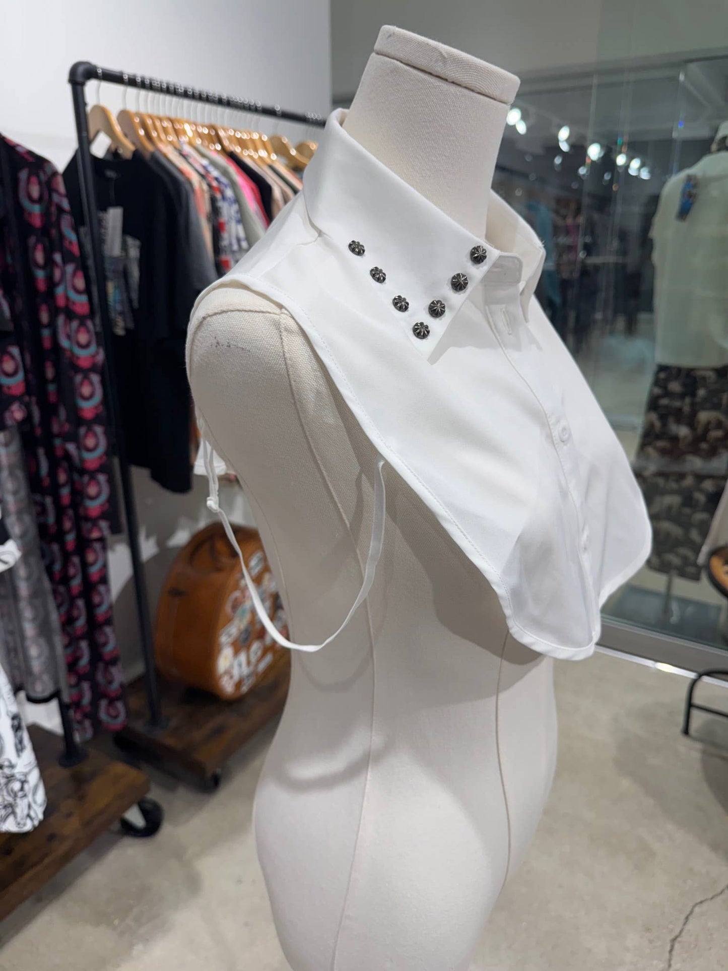 White Studded Faux Collar