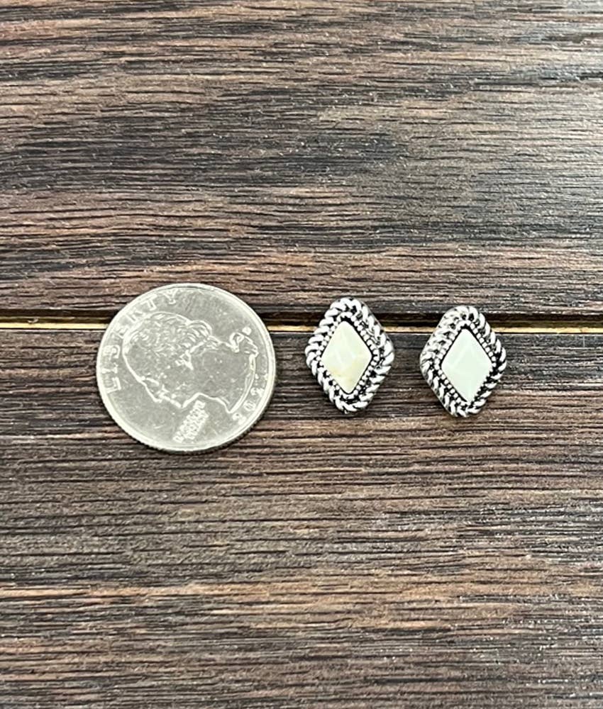 10mm White Turquoise Stud Earrings