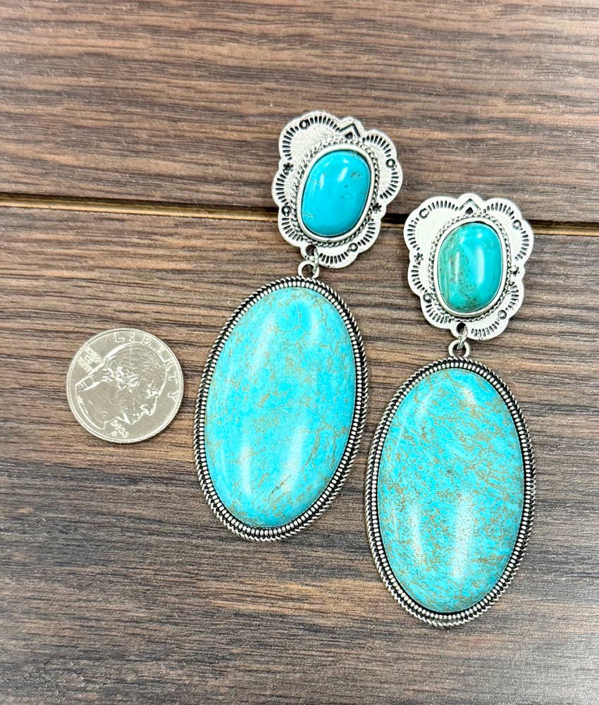 3.5" Navajo Turquoise Post Earrings