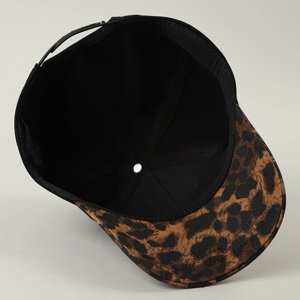 Cowboys Club Embroidered Patch Leopard Brim Trucker Hat