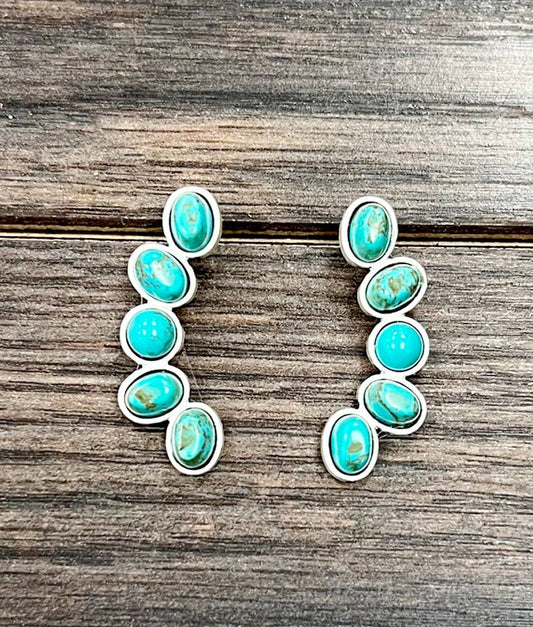 1.5" Navajo Turquoise Stud Earrings