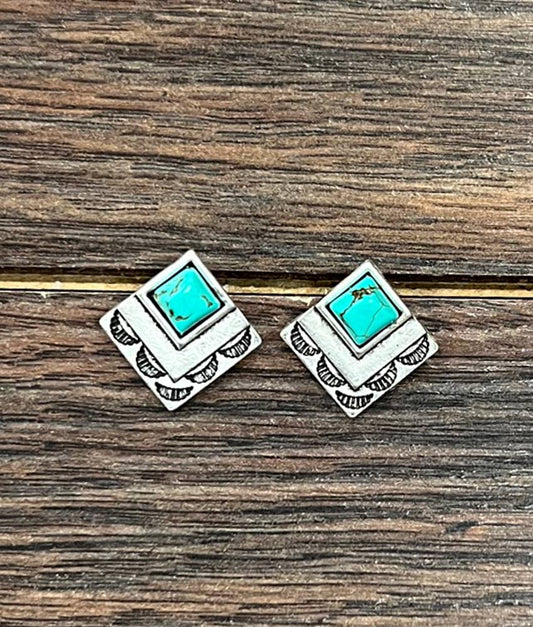 Boho Turquoise Stud Earrings