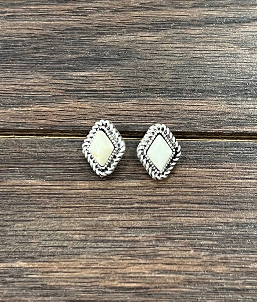 10mm White Turquoise Stud Earrings