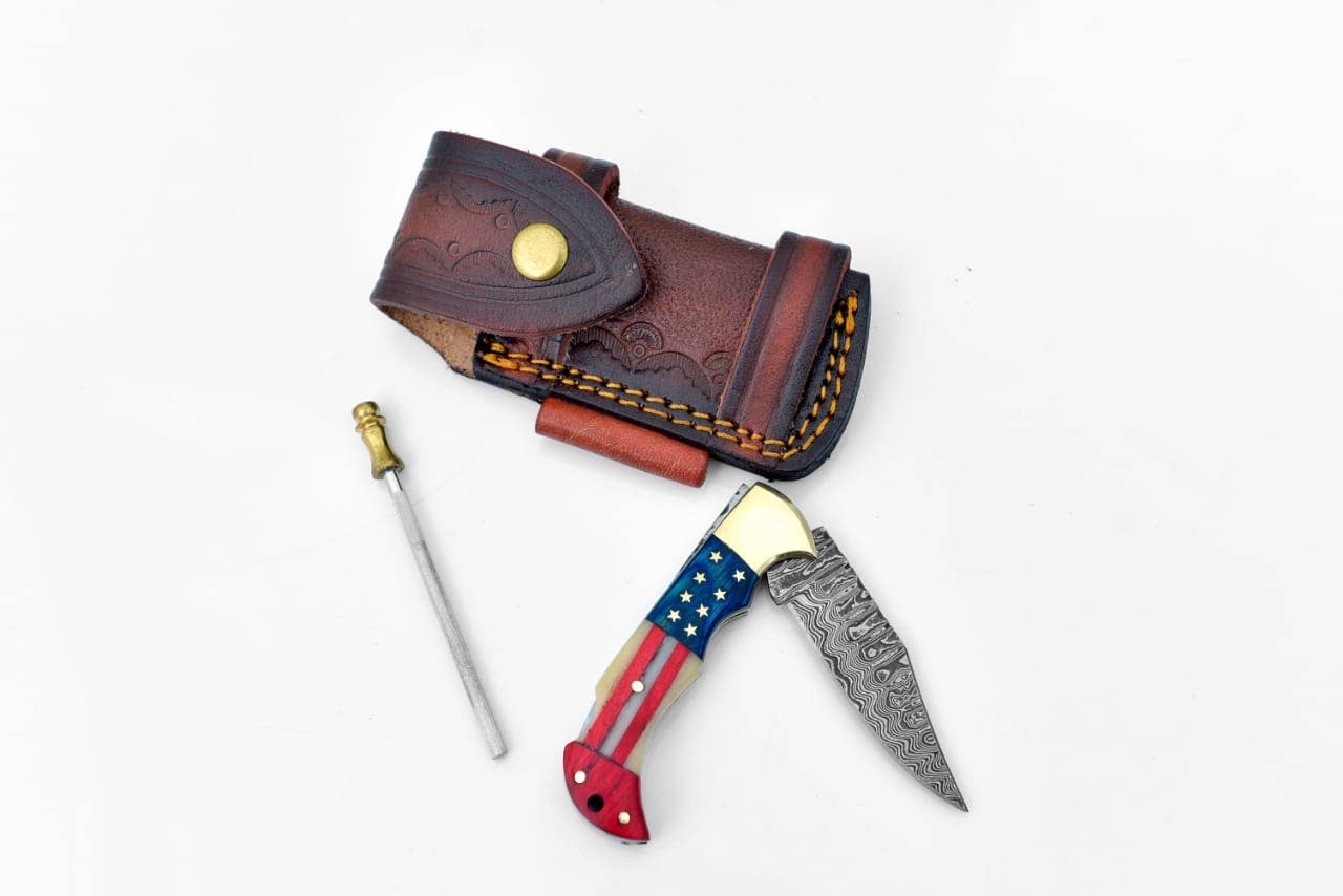 Titan Patriot Damscus Steel Pocket Knife