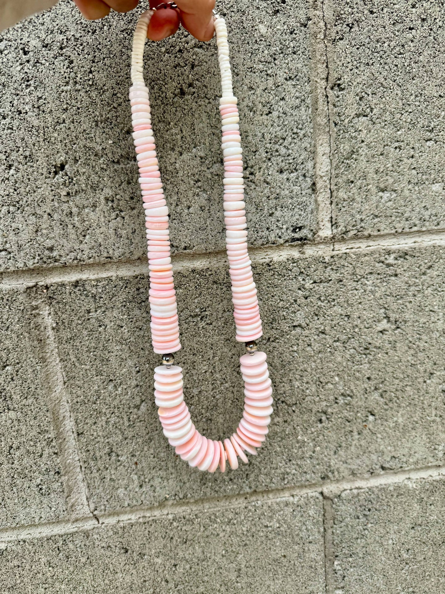 Graduated Pink Conch Necklace
