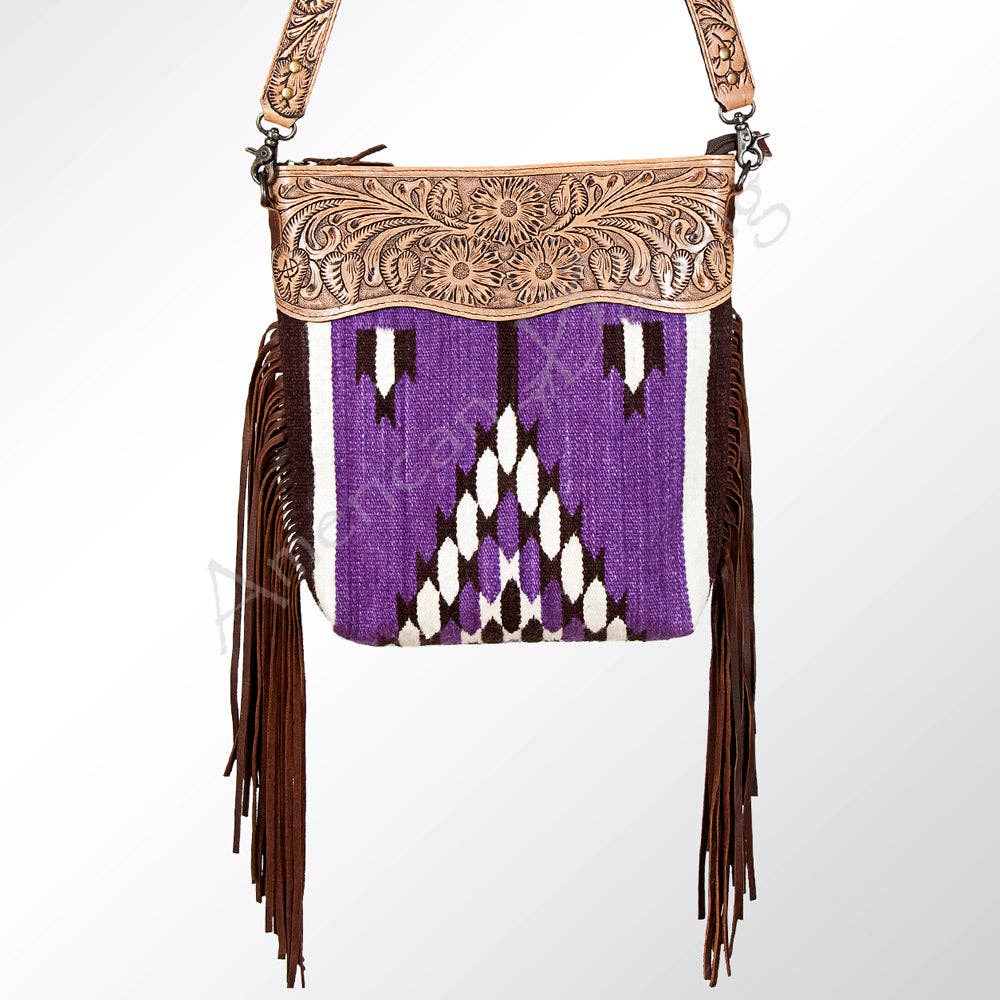 Jolene Tooled Leather & Saddle Blanket Crossbody Bag