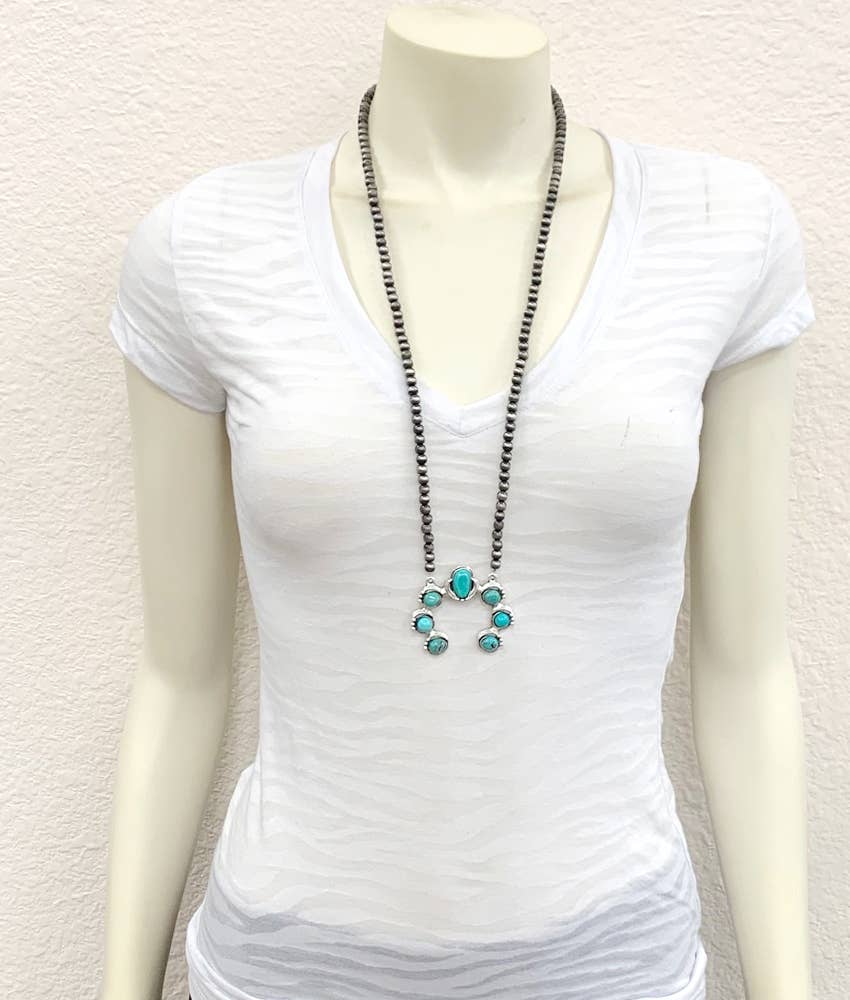 30" Squash Naja Turquoise Necklace
