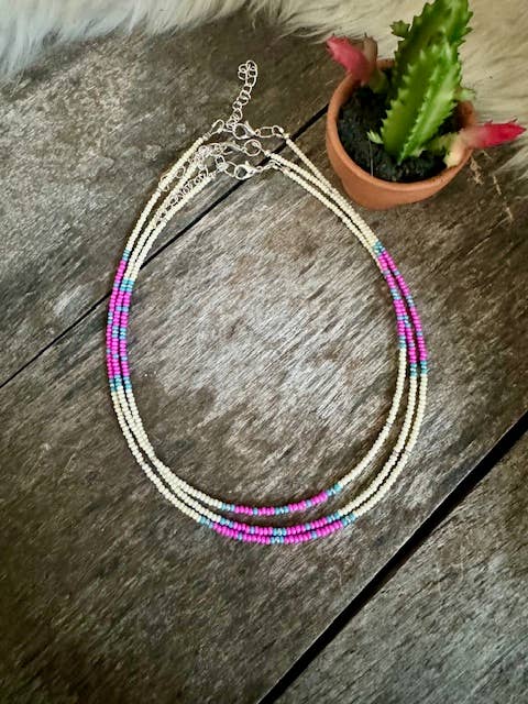 Beaded Choker/Seed Bead Choker/Small Choker/Neon Choker