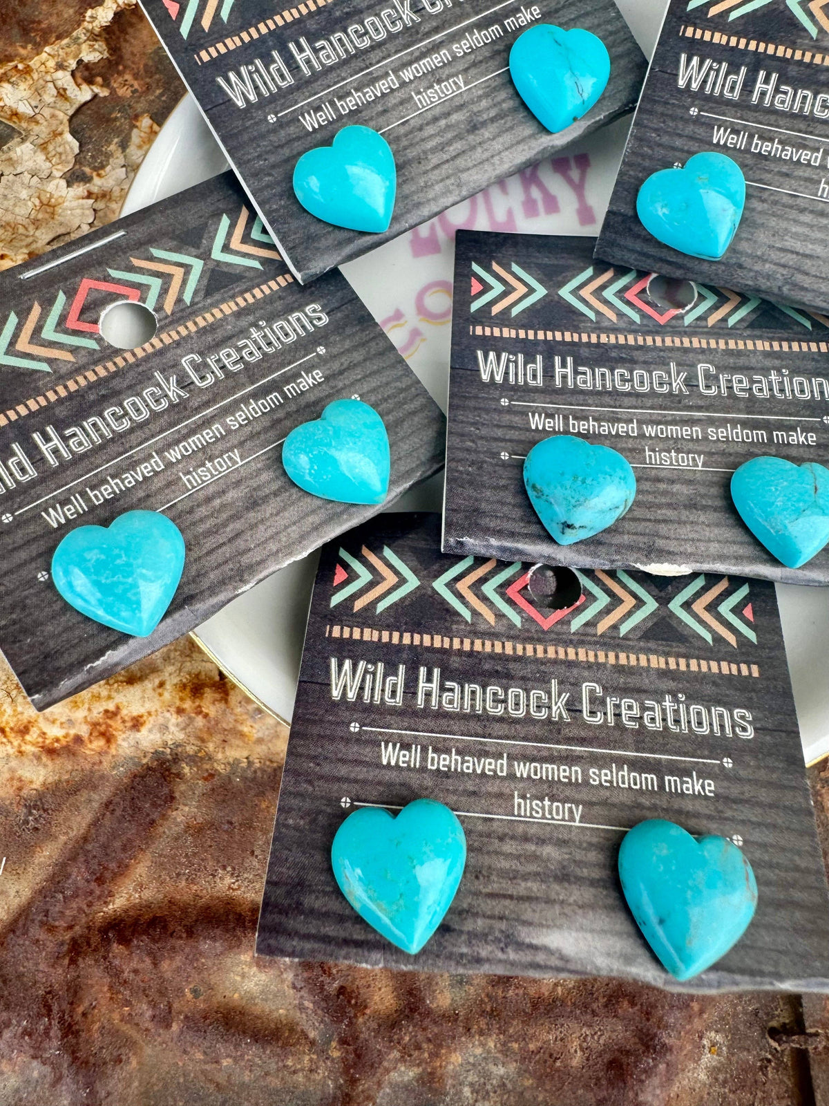 Genuine Turquoise Heart Stud Earrings