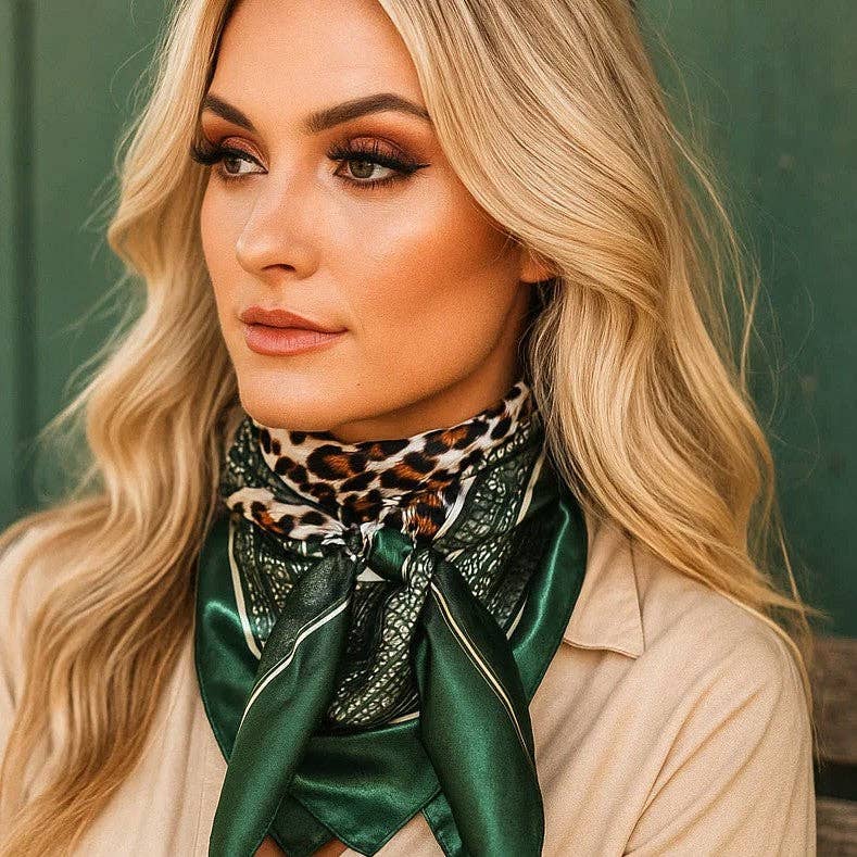 Green & Cheetah Print Wild Rag