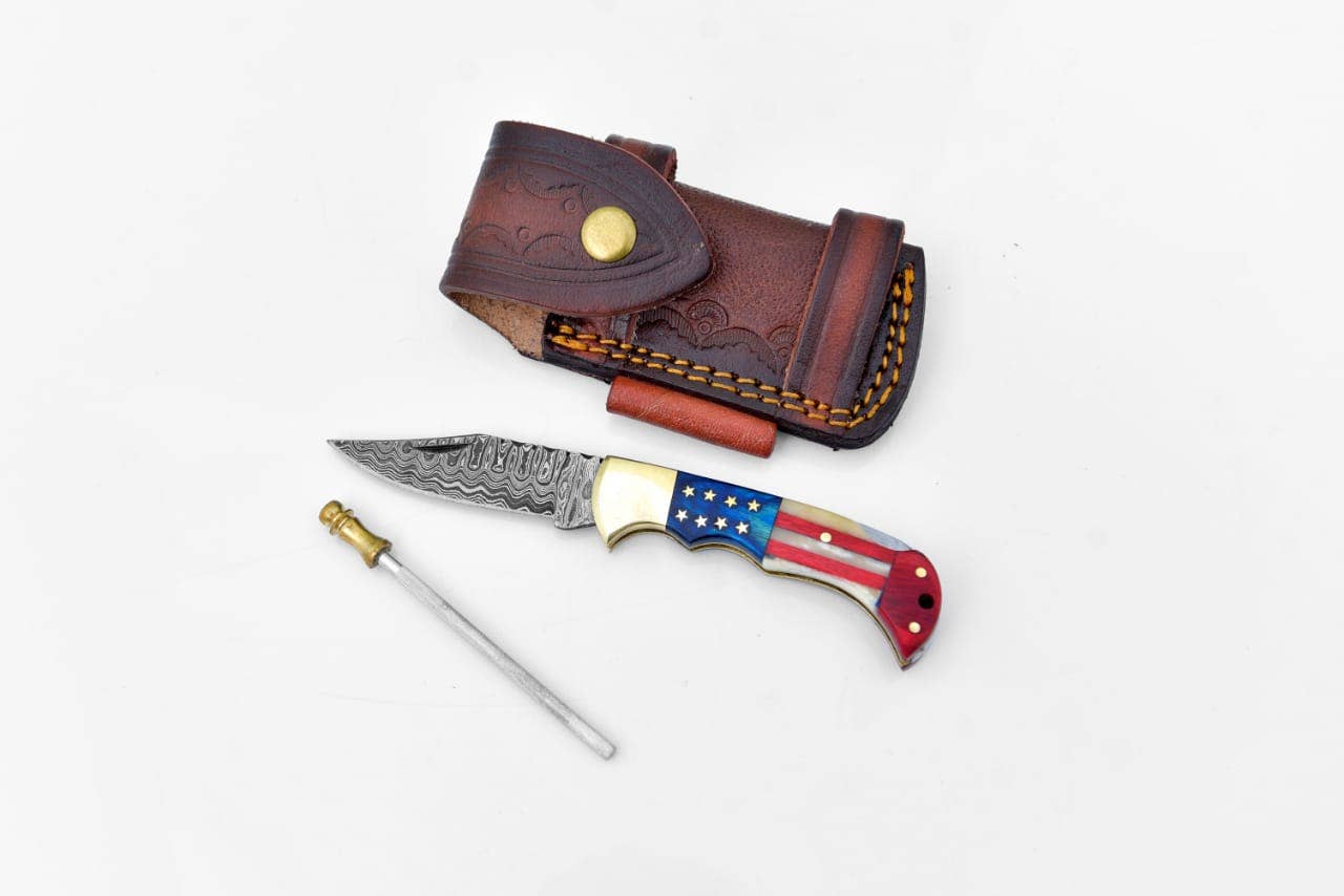 Titan Patriot Damscus Steel Pocket Knife